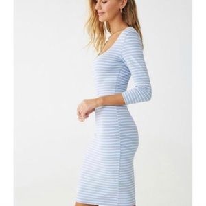 Forever 21 blue and white striped body con dress